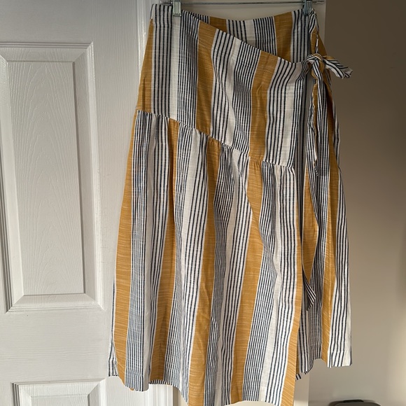 Mauve Anthropologie Laura wrap stripe midi skirt - Picture 4 of 6